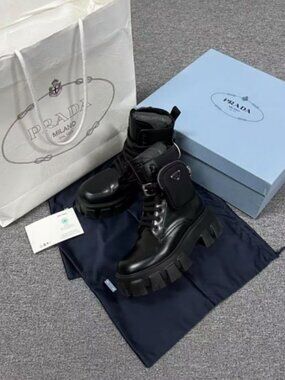 Prada Monolith leather combat boots in size EU 38 (US 8)